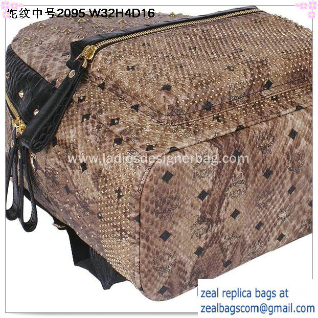 High Quality Replica MCM Armour Medium Backpack Snake Leather MC2095 Brown